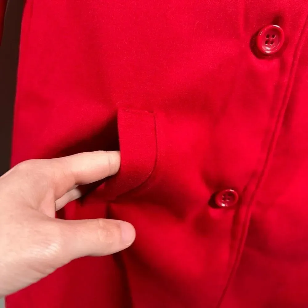 Gymboree red wool blend long waist pea coat girls size large 10-12